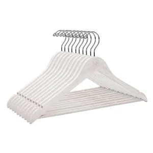 10 Vintage White Hangers – Premium Wood Hangers For Shirts, Dresses, Coats, Trou