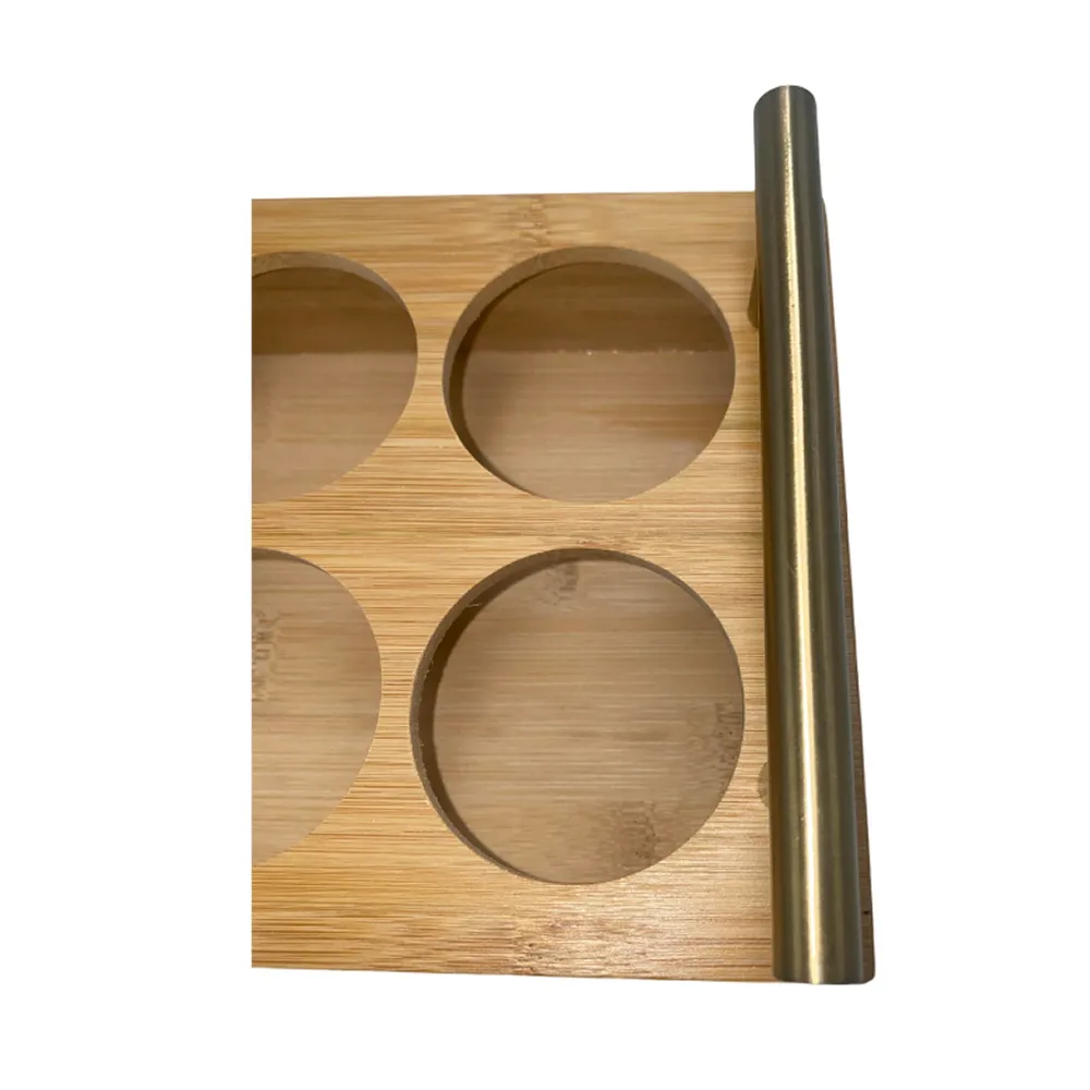 12-Grid Space-Saving Bamboo Spice Organizer With Handles