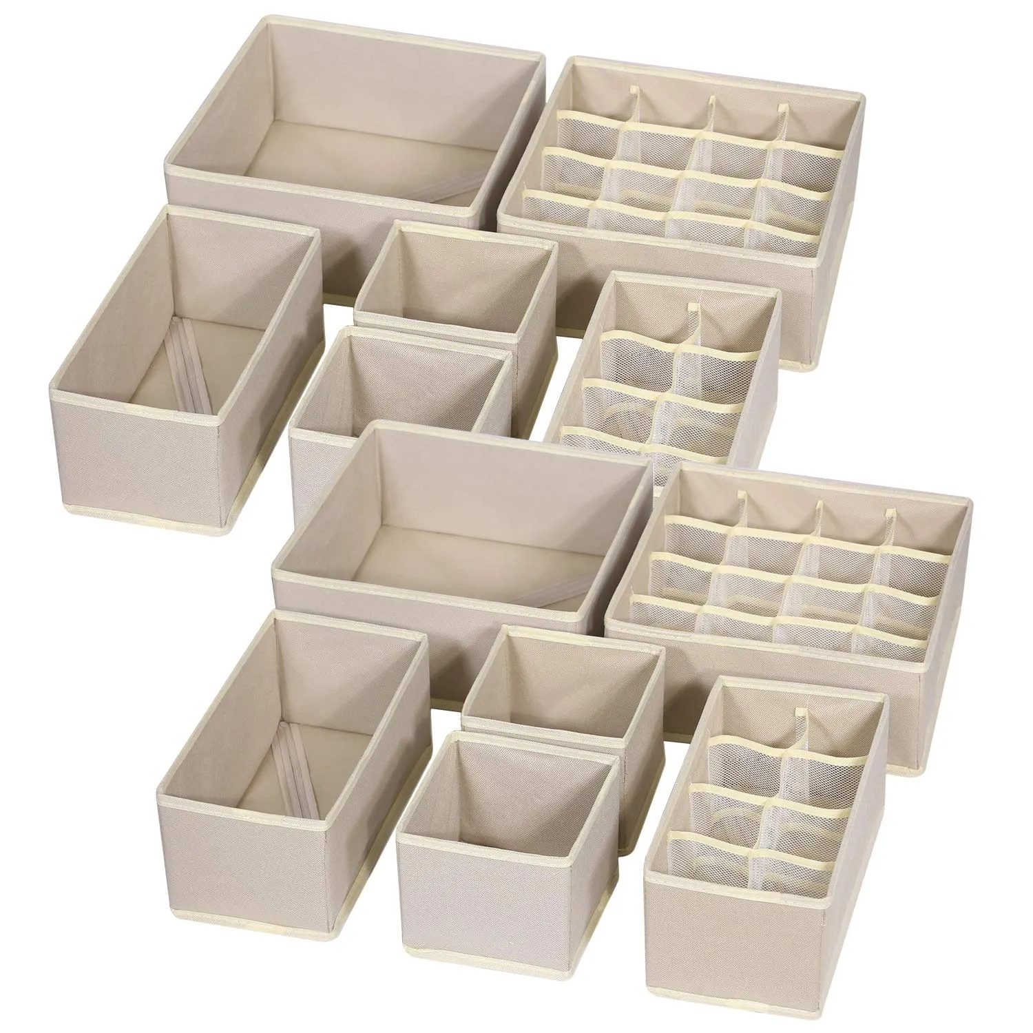 12 Pack Foldable Drawer Organizer Dividers Cloth Storage Box Closet Dresser Orga