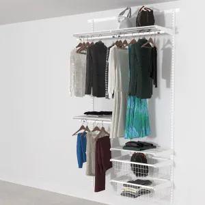 124cm Open Wardrobe System with 2 Baskets, 4 Shelves, and 3 Clothes Rails, 180cm Hanging Space