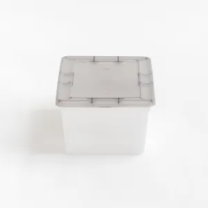 1.6 Gallon Snap Top Plastic Storage Box, Clear with Gray Lid, 10 Pack