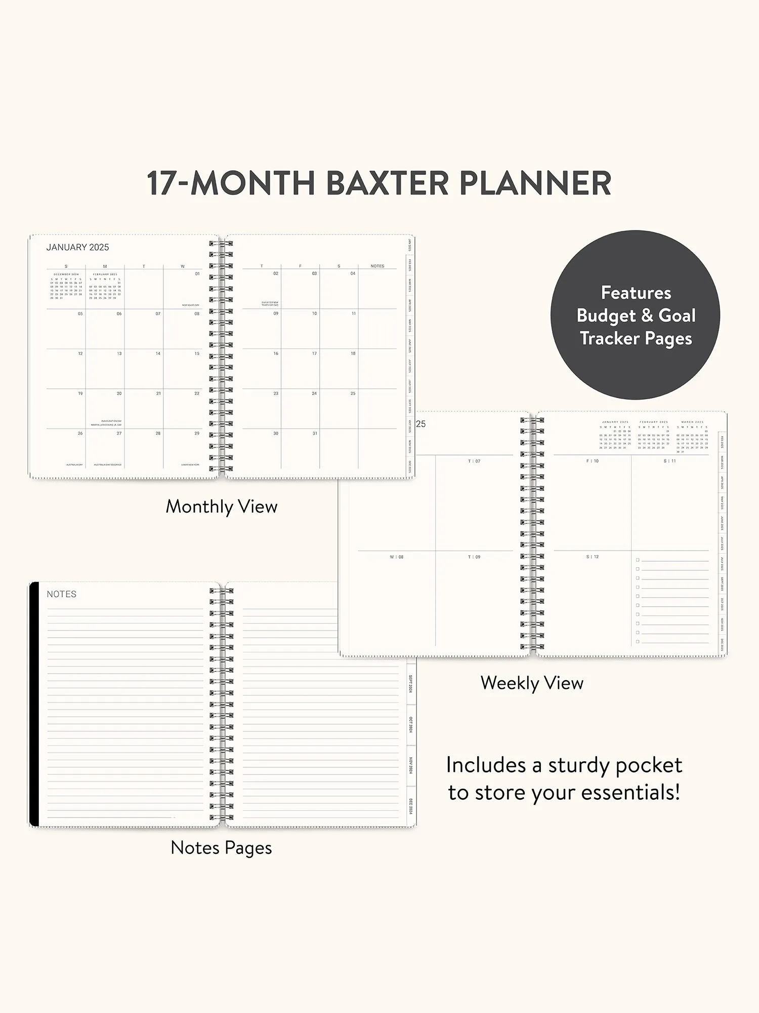 2025 Midnight Black Baxter Planner