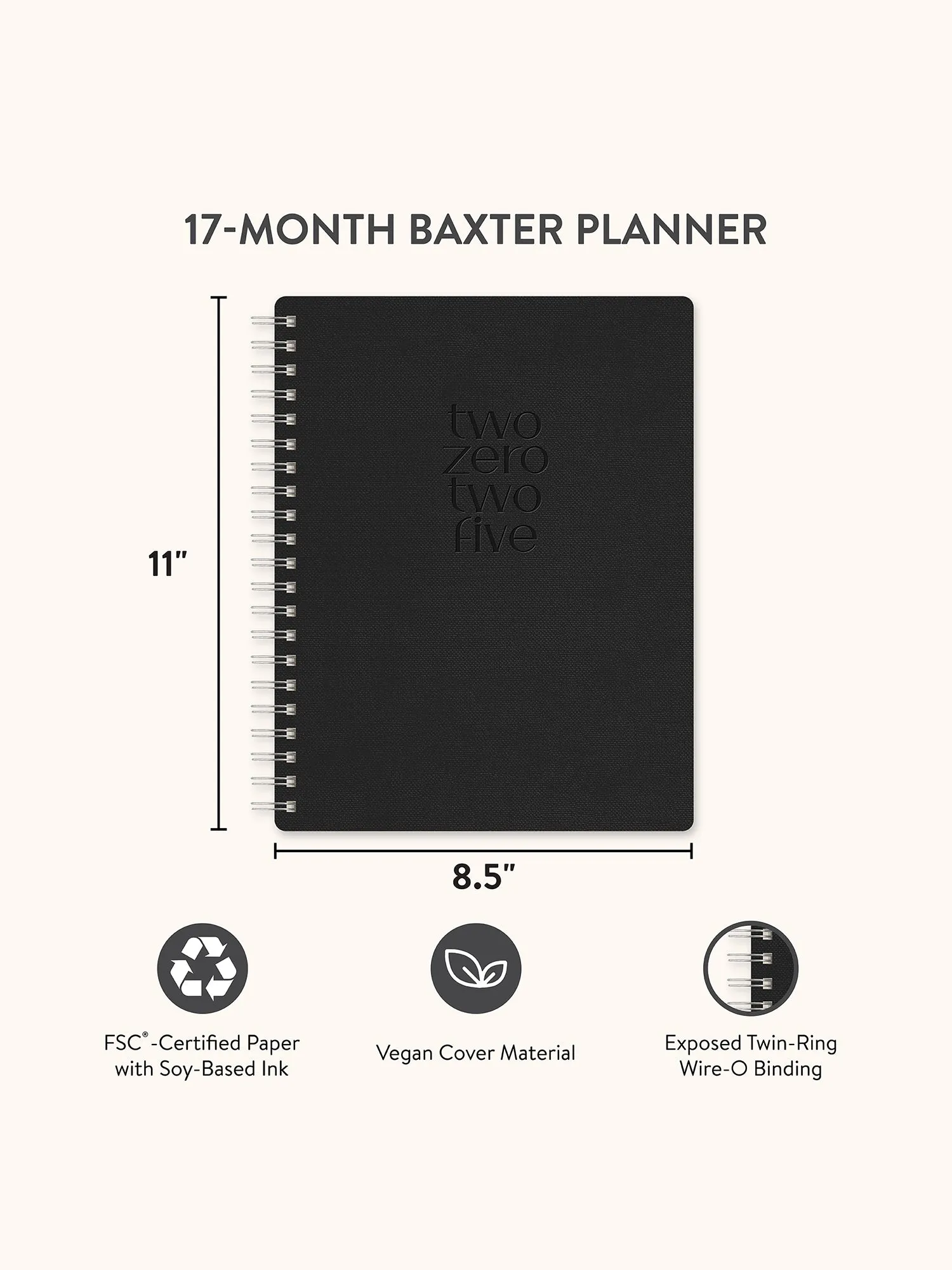 2025 Midnight Black Baxter Planner