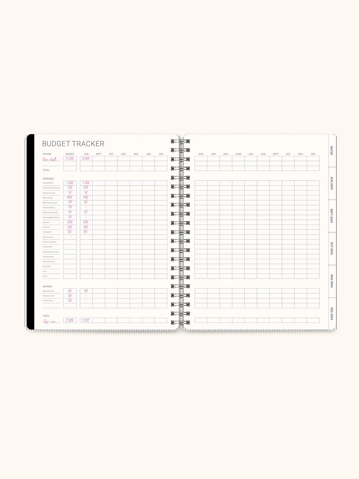 2025 Midnight Black Baxter Planner