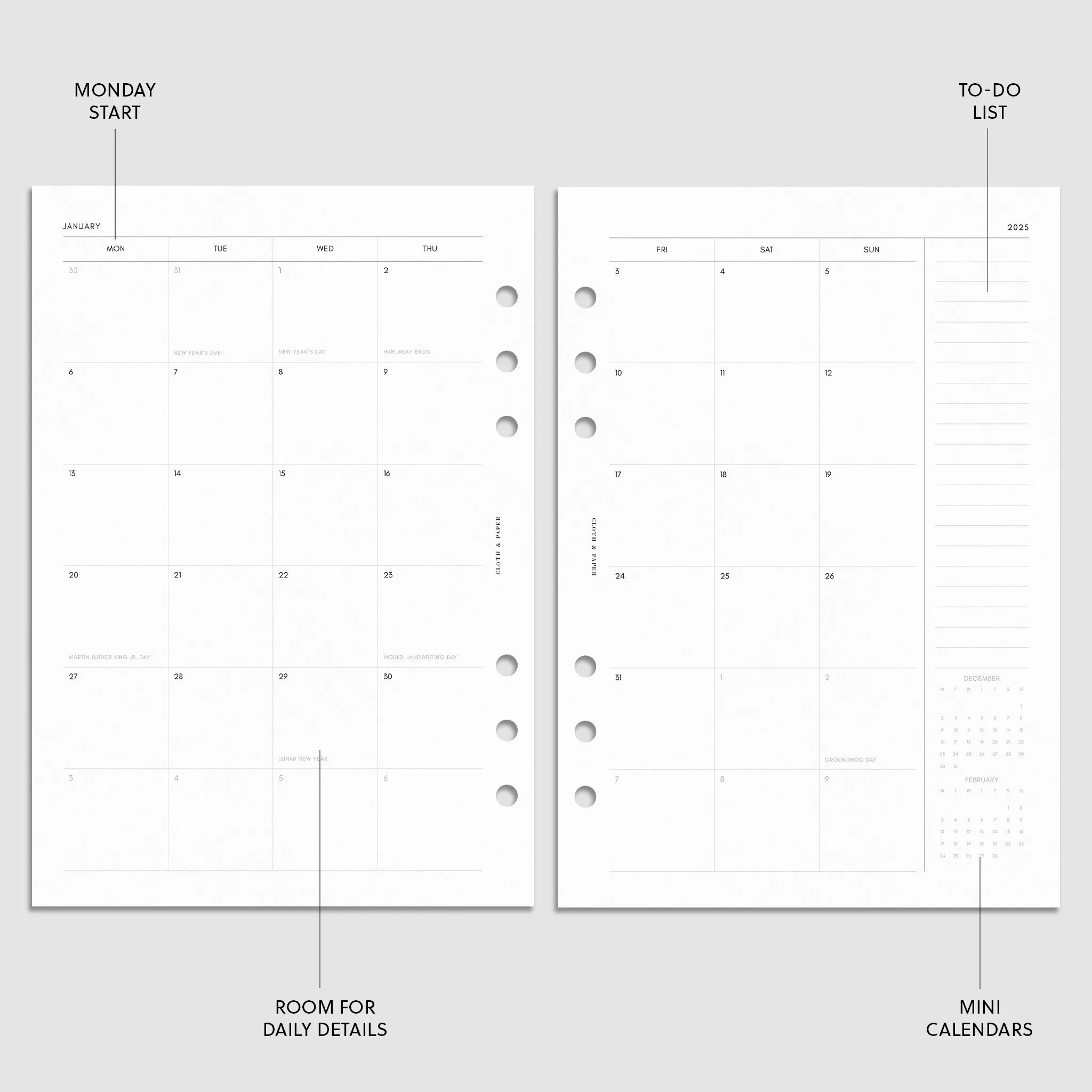 2025 Planner Bundle | Weekly Schedule | Monday Start