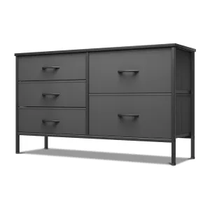 21.5" Height Dresser - 5 Fabric Drawer- Metal Frame - MDF Top