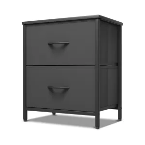 21" Nightstand Fabric Drawer Metal Frame, 2-Drawer