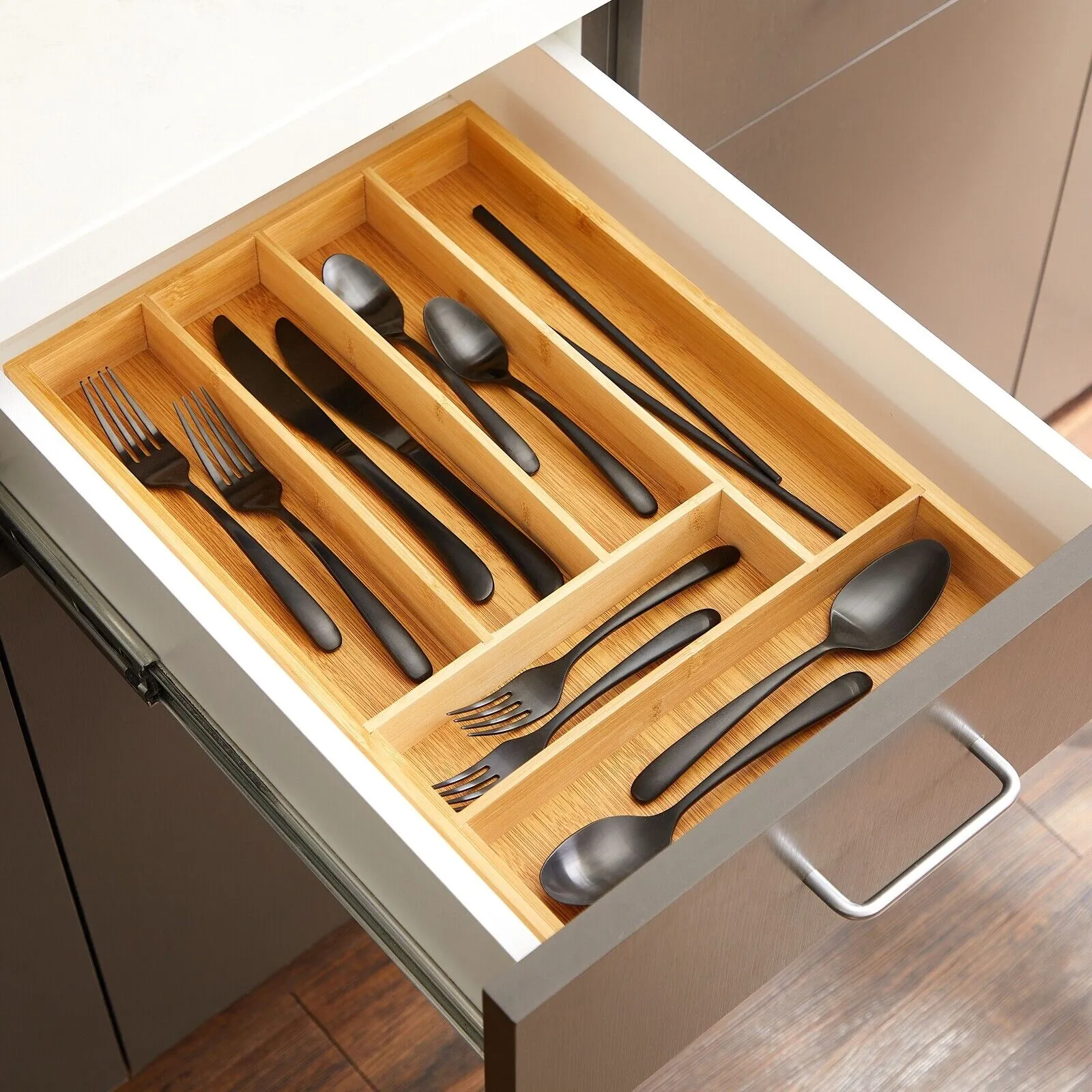 29X4.6X44Cm Bamboo Cutlery Drawer Organiser N804137