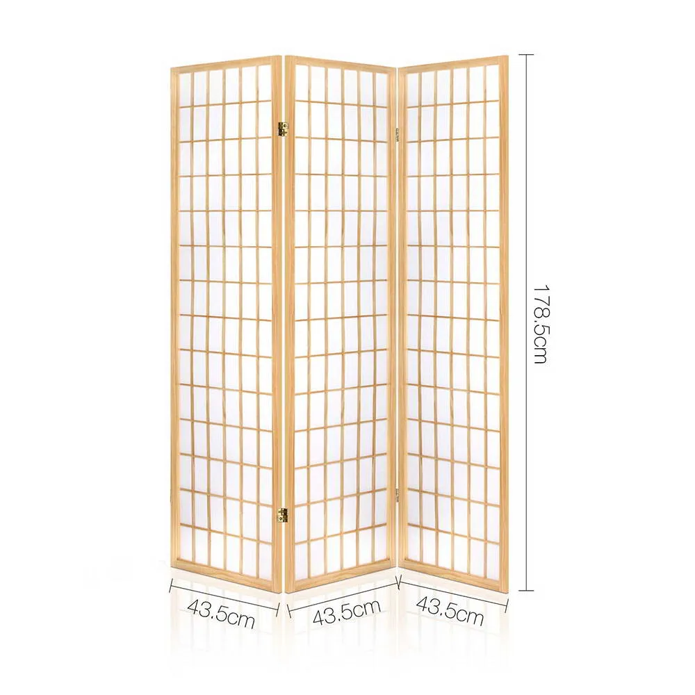 3 Panel Room Divider Screen 131x179cm - Natural