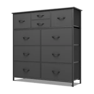 40" Height Dresser - 10 Fabric Drawer- Metal Frame - MDF Top