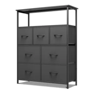 40" Height Dresser - 7 Fabric Drawer- Metal Frame - MDF Top