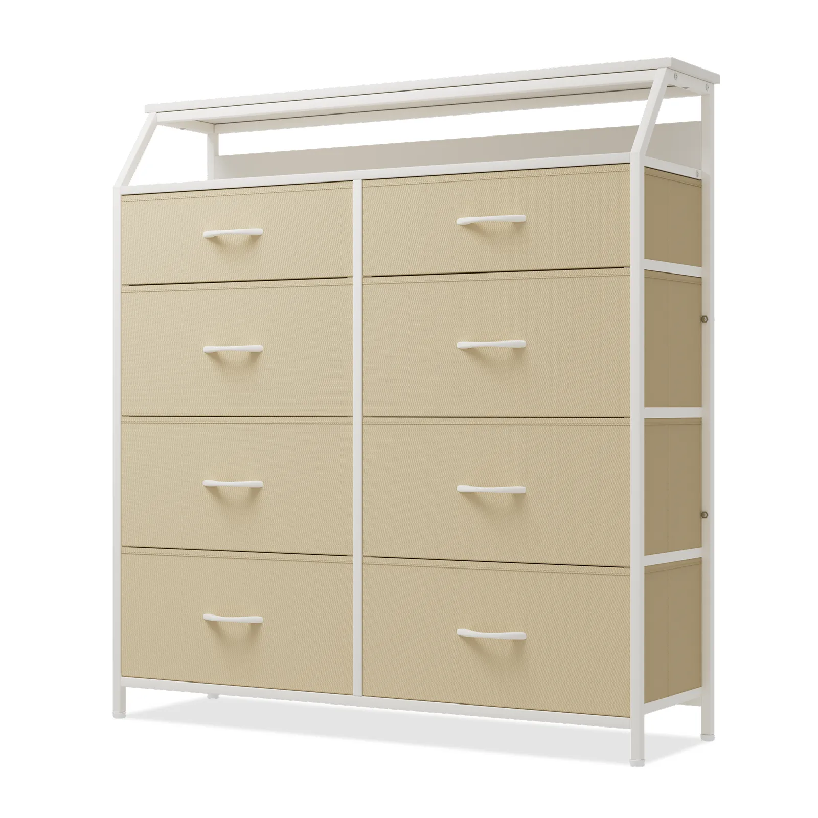 42.5" Height Dresser - 8 Fabric Drawer- Metal Frame - MDF Top