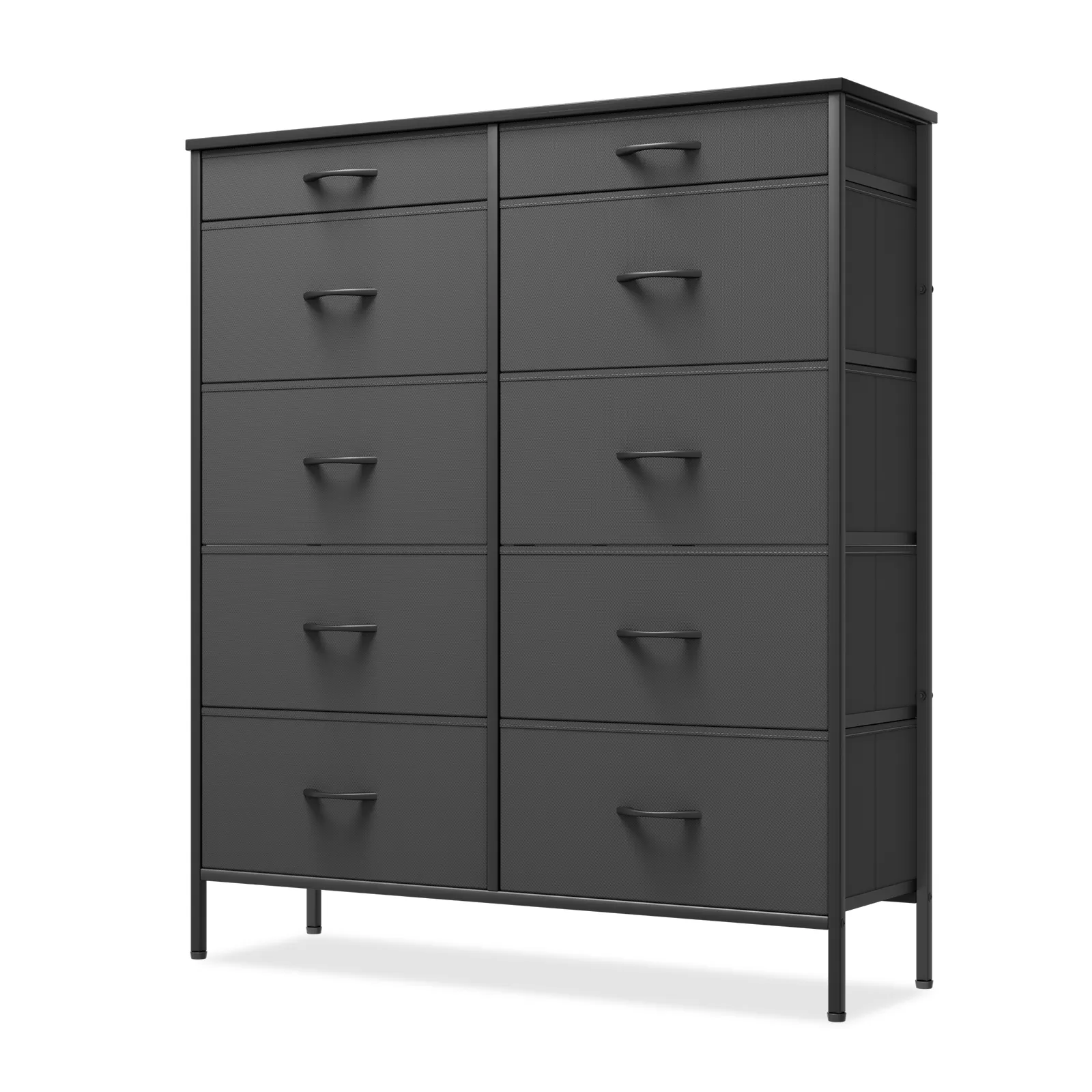 43.5" Height Dresser - 10 Fabric Drawer- Metal Frame - MDF Top