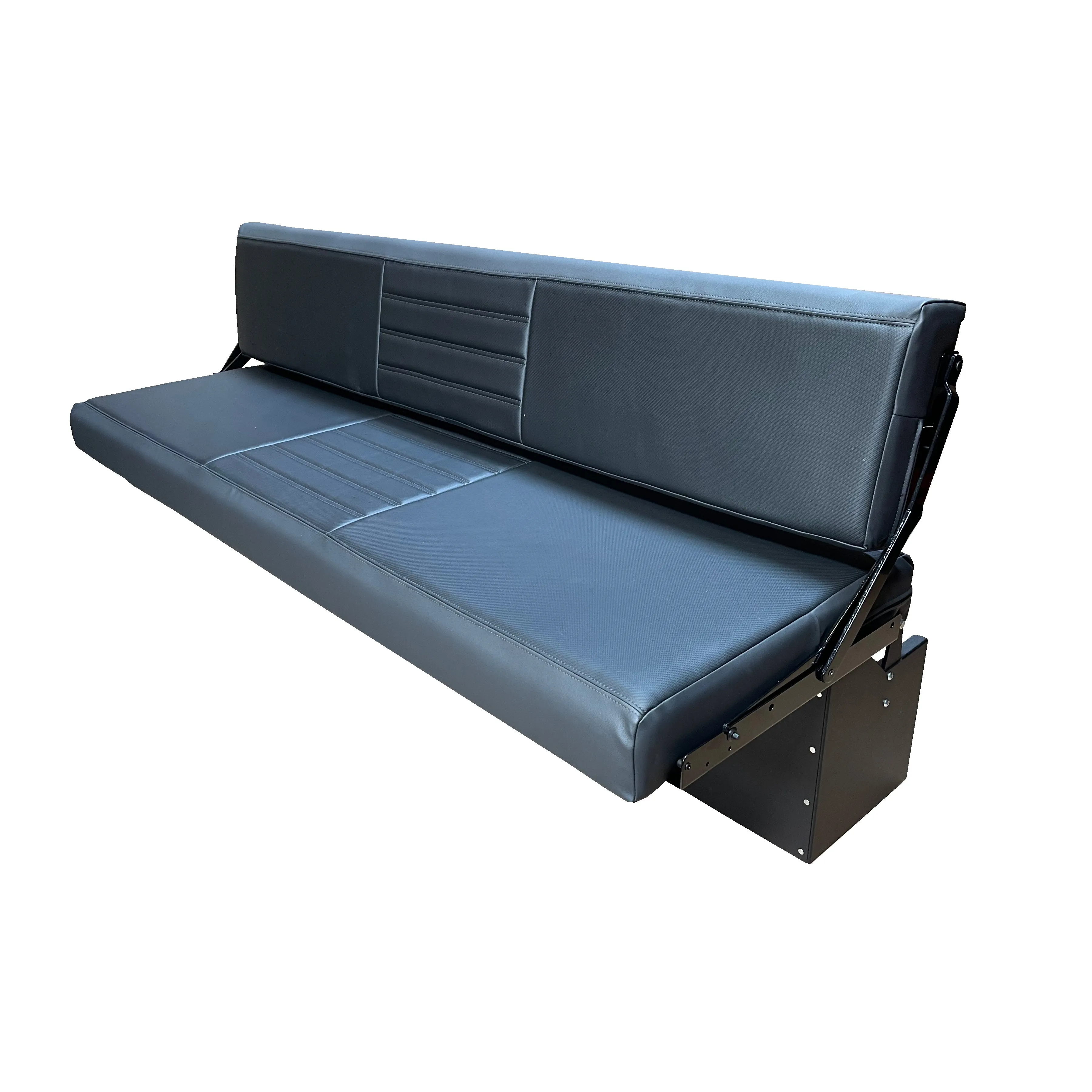 58" Retro Sofa Sleeper - Black Carbon Fiber Vinyl