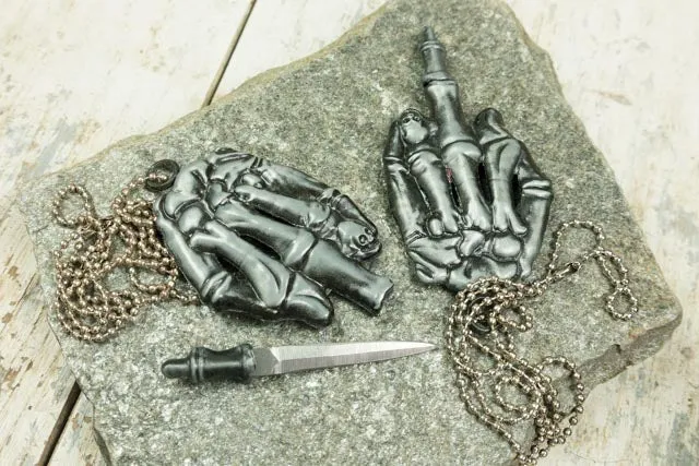 6 lot Bone Finger neck Knife with Necklace