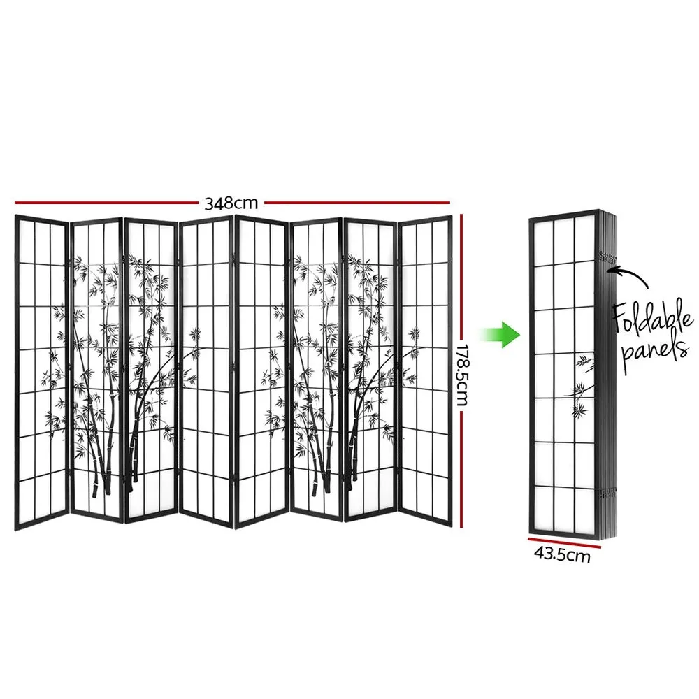 8-Panel Bamboo Room Divider, Foldable, Japanese Style - Artiss