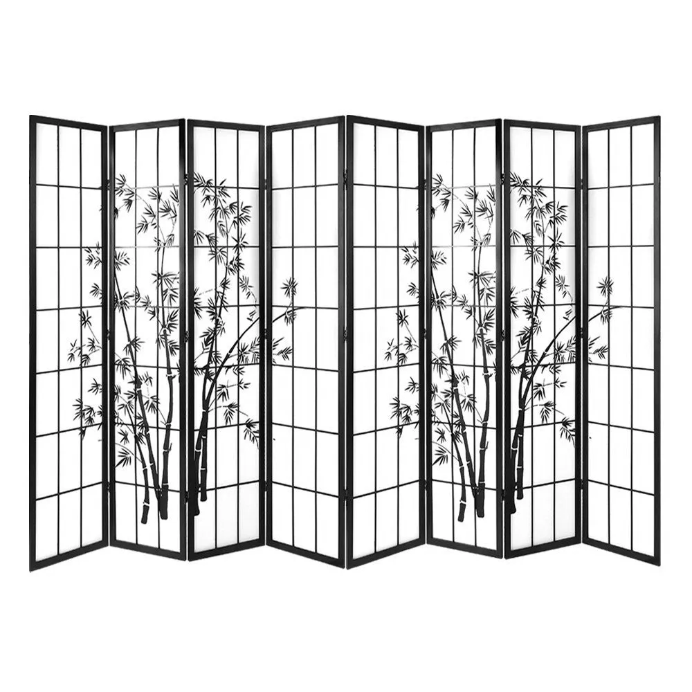 8-Panel Bamboo Room Divider, Foldable, Japanese Style - Artiss