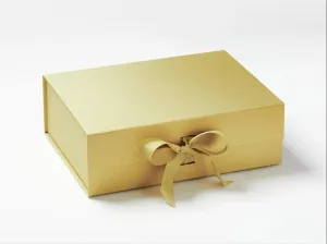 A4 Deep Pearlescent Gold Luxury Gift box with magnetic closure, and choice of ribbon (Pack of 12)