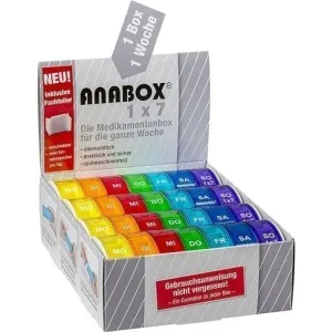 ANABOX weekly pill box 1x7 rainbow with compartment dividers