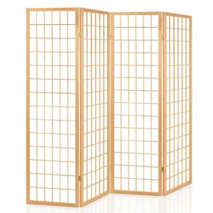 Artiss Room Divider Screen Wood Timber Dividers Fold Stand Wide Beige 4 Panel