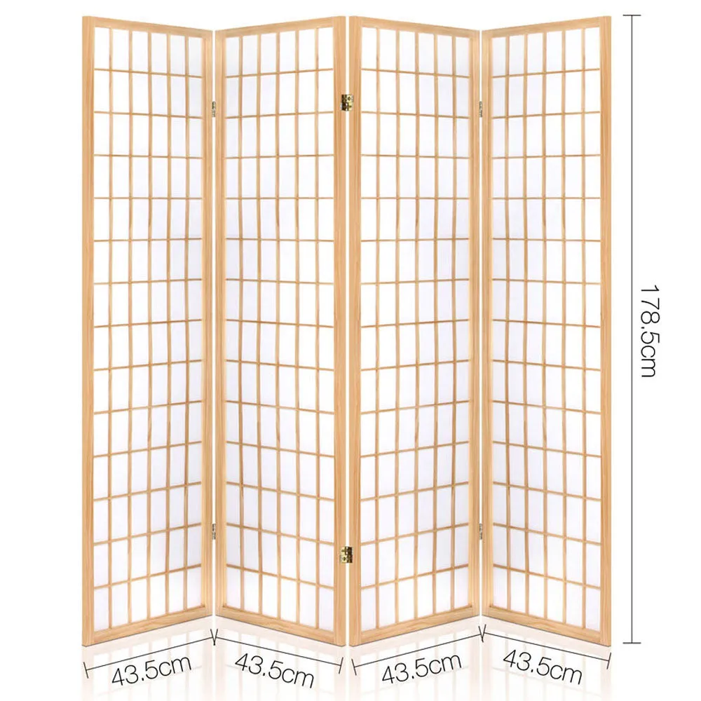 Artiss Room Divider Screen Wood Timber Dividers Fold Stand Wide Beige 4 Panel