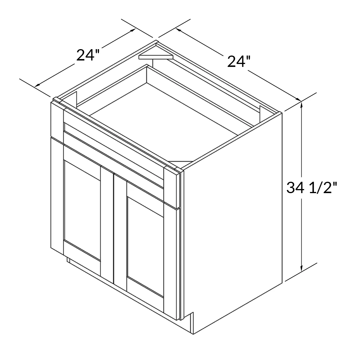 Base Kitchen Cabinet B24 Colonial Gray LessCare 24 in. width 34.5 in. height 24 in. depth