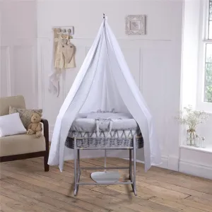 Clair de Lune 6 Piece Moses Basket & Drape Set Grey/Grey