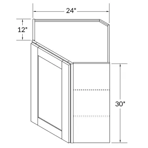 Diagonal Corner Kitchen Cabinet DC2430 Milan Pearl 24 in. width 30 in. height 12 in. depth