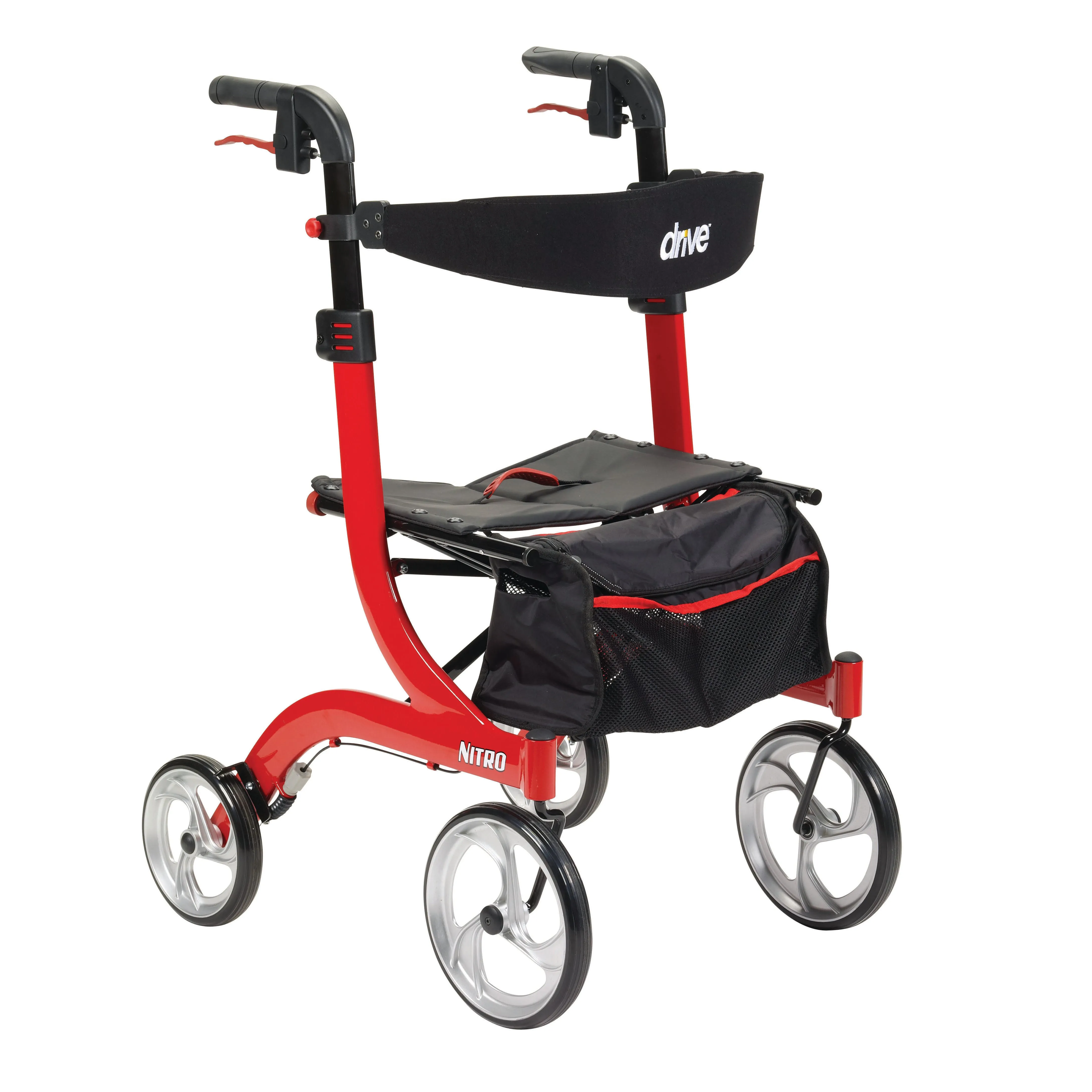 drive™ Nitro 4 Wheel Rollator, Red