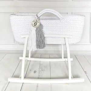 Handmade Crochet Moses Basket - White