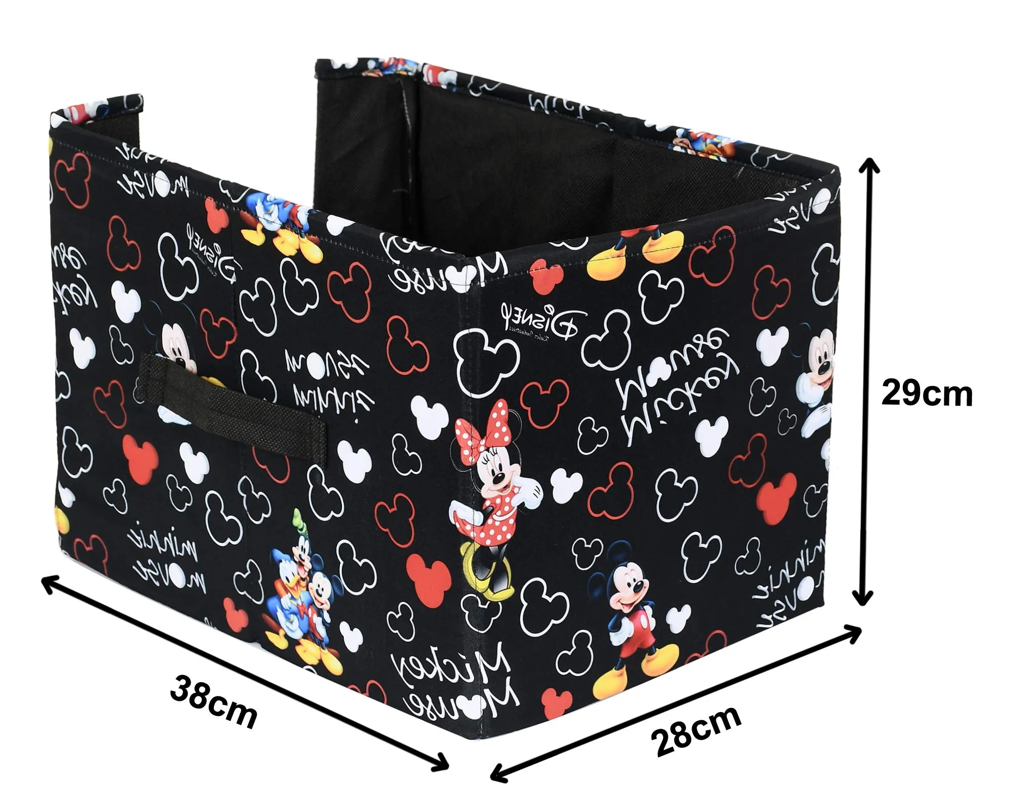 Kuber Industries Disney Mickey Print Flodable Storage Box For Toys|Storage Box For Clothes|Drawer Storage and Cloth Organizer|Closet Organizer For Wardrobe|Pack of 2 (Black, Fabric)