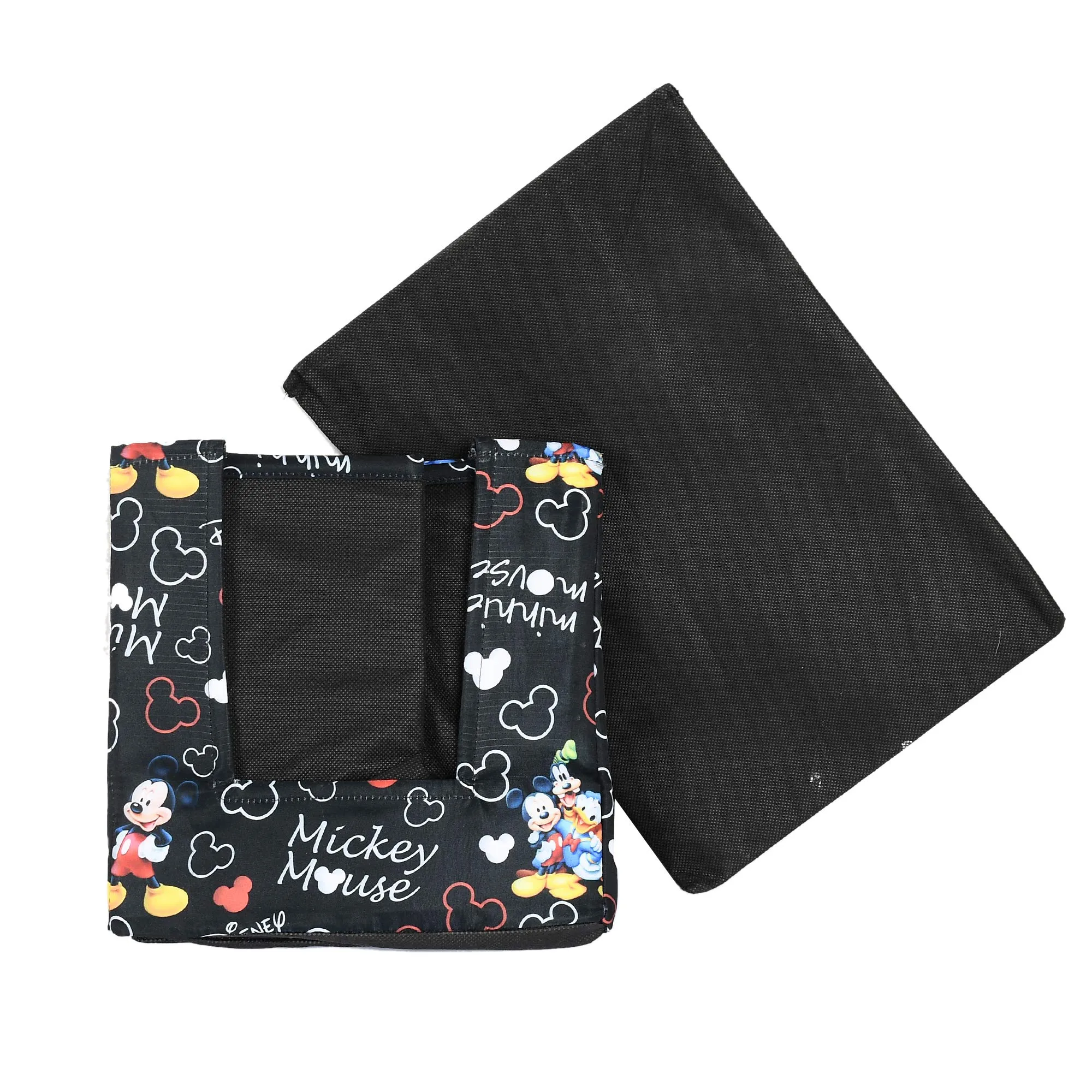 Kuber Industries Disney Mickey Print Flodable Storage Box For Toys|Storage Box For Clothes|Drawer Storage and Cloth Organizer|Closet Organizer For Wardrobe|Pack of 2 (Black, Fabric)