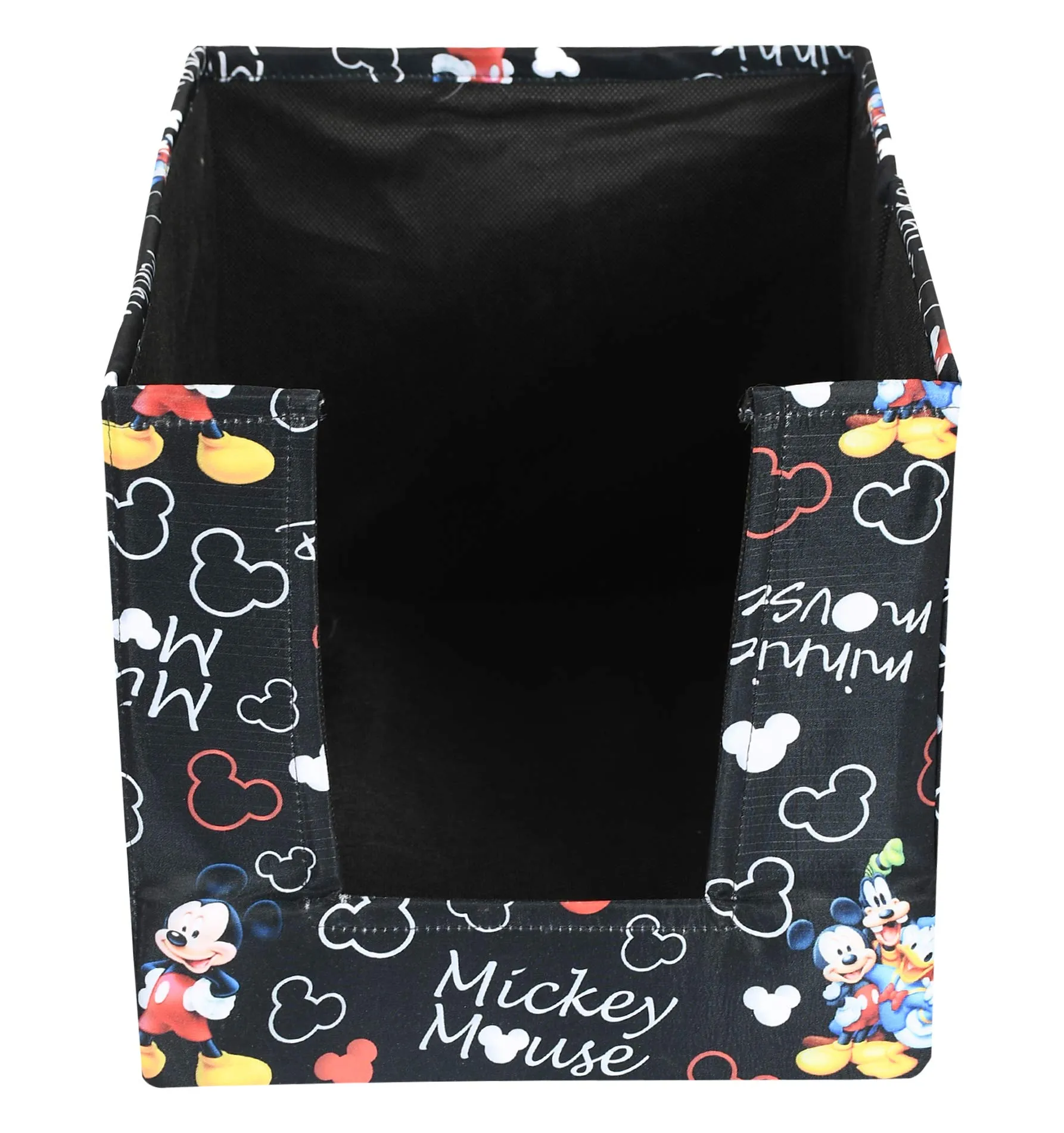 Kuber Industries Disney Mickey Print Flodable Storage Box For Toys|Storage Box For Clothes|Drawer Storage and Cloth Organizer|Closet Organizer For Wardrobe|Pack of 2 (Black, Fabric)