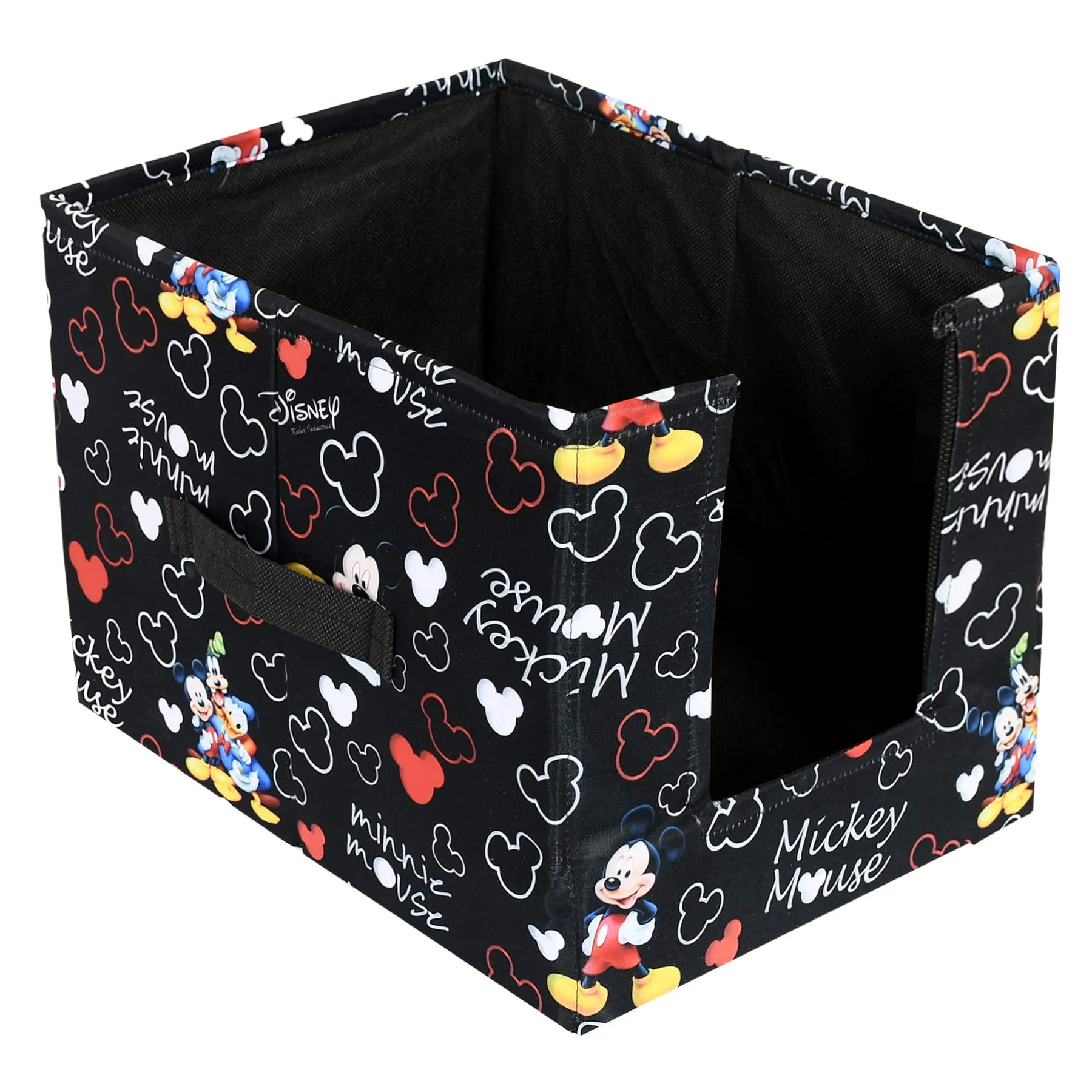 Kuber Industries Disney Mickey Print Flodable Storage Box For Toys|Storage Box For Clothes|Drawer Storage and Cloth Organizer|Closet Organizer For Wardrobe|Pack of 2 (Black, Fabric)