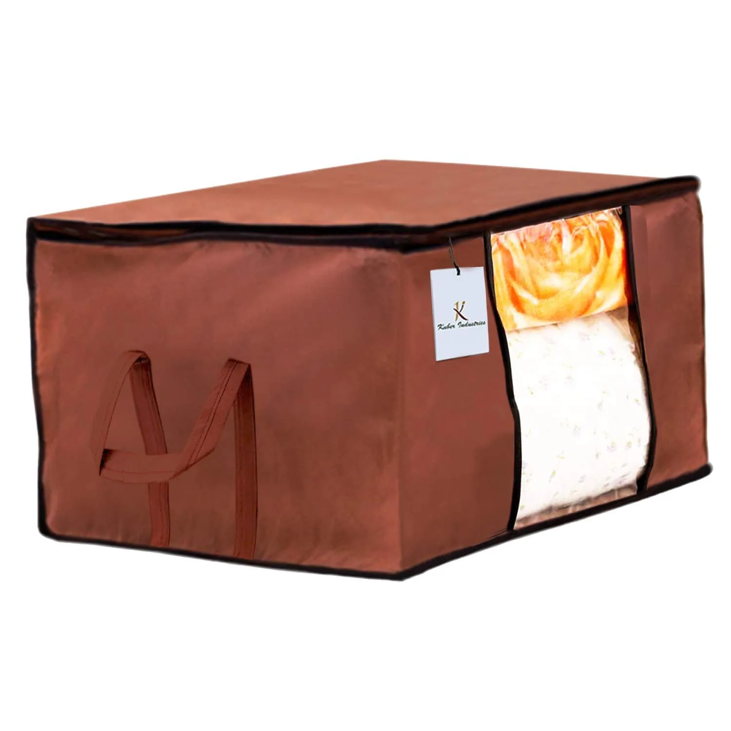 Kuber Industries Non Woven 4 Pieces Saree Cover and 4 Pieces Underbed Storage Bag, Cloth Organizer for Storage, Blanket Cover Combo Set (Brown) -CTKTC038505