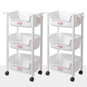 Kuber Industries (Set of 2) Slim Storage Organizer Rack | 3-Layer Rack for Storage | Laundry Organizers and Storage Racks | Side Rack for Kitchen | White