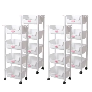 Kuber Industries (Set of 4) Slim Storage Organizer Rack | 4-Layer Rack for Storage | Laundry Organizers and Storage Racks | Side Rack for Kitchen | White