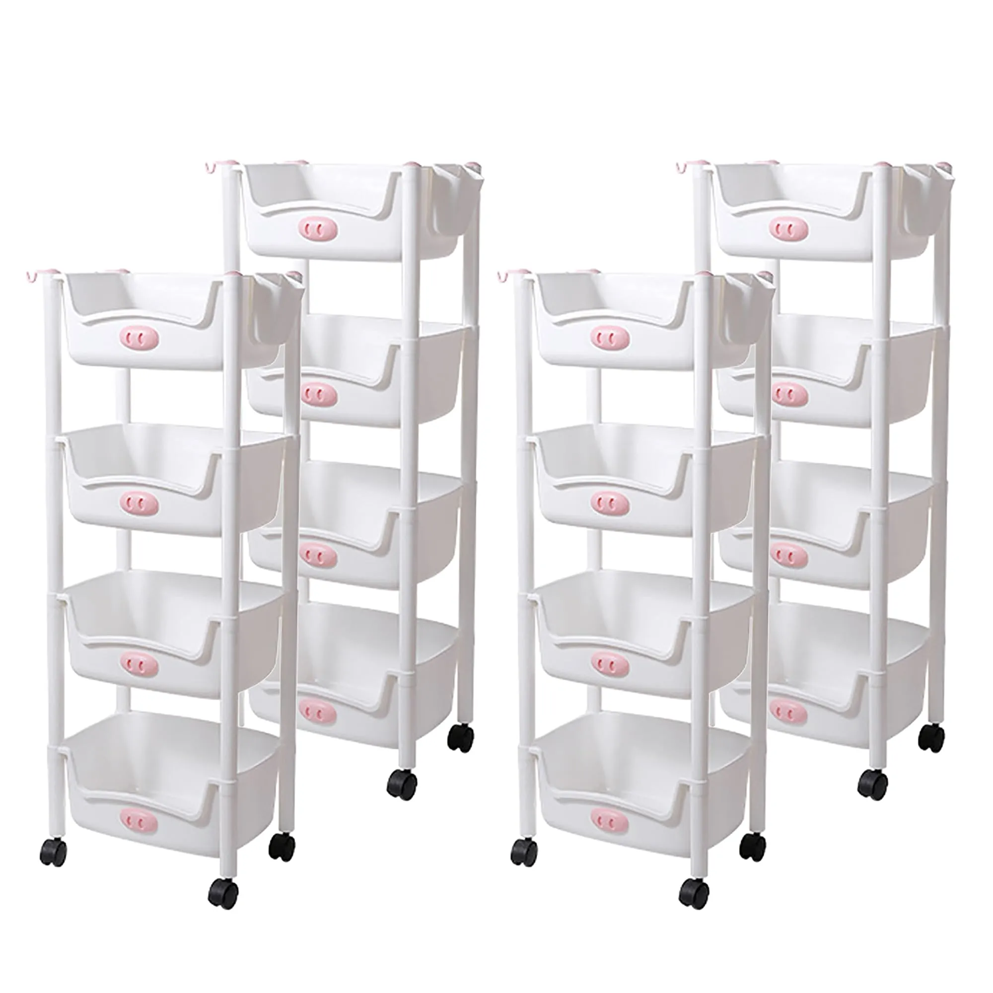 Kuber Industries (Set of 4) Slim Storage Organizer Rack | 4-Layer Rack for Storage | Laundry Organizers and Storage Racks | Side Rack for Kitchen | White