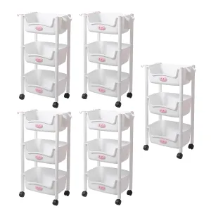 Kuber Industries (Set of 5) Slim Storage Organizer Rack | 3-Layer Rack for Storage | Laundry Organizers and Storage Racks | Side Rack for Kitchen | White