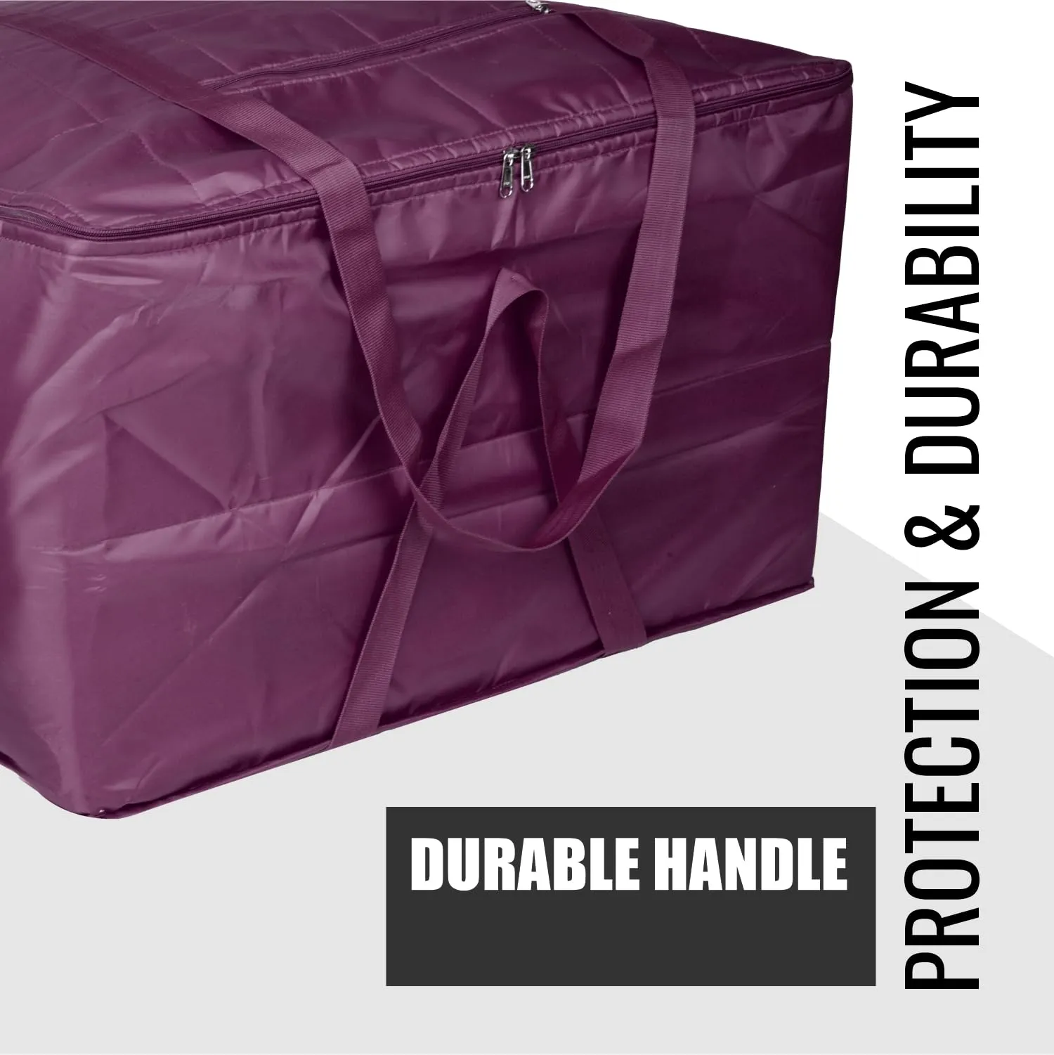 Kuber Industries Storage Attachi Bag | Parachute Travel Storage Bag | Underbed Storage Bag | Storage Organizer for Clothes | Zipper Closure Blanket Bag with Handle | Large | Pack of 2 | Maroon