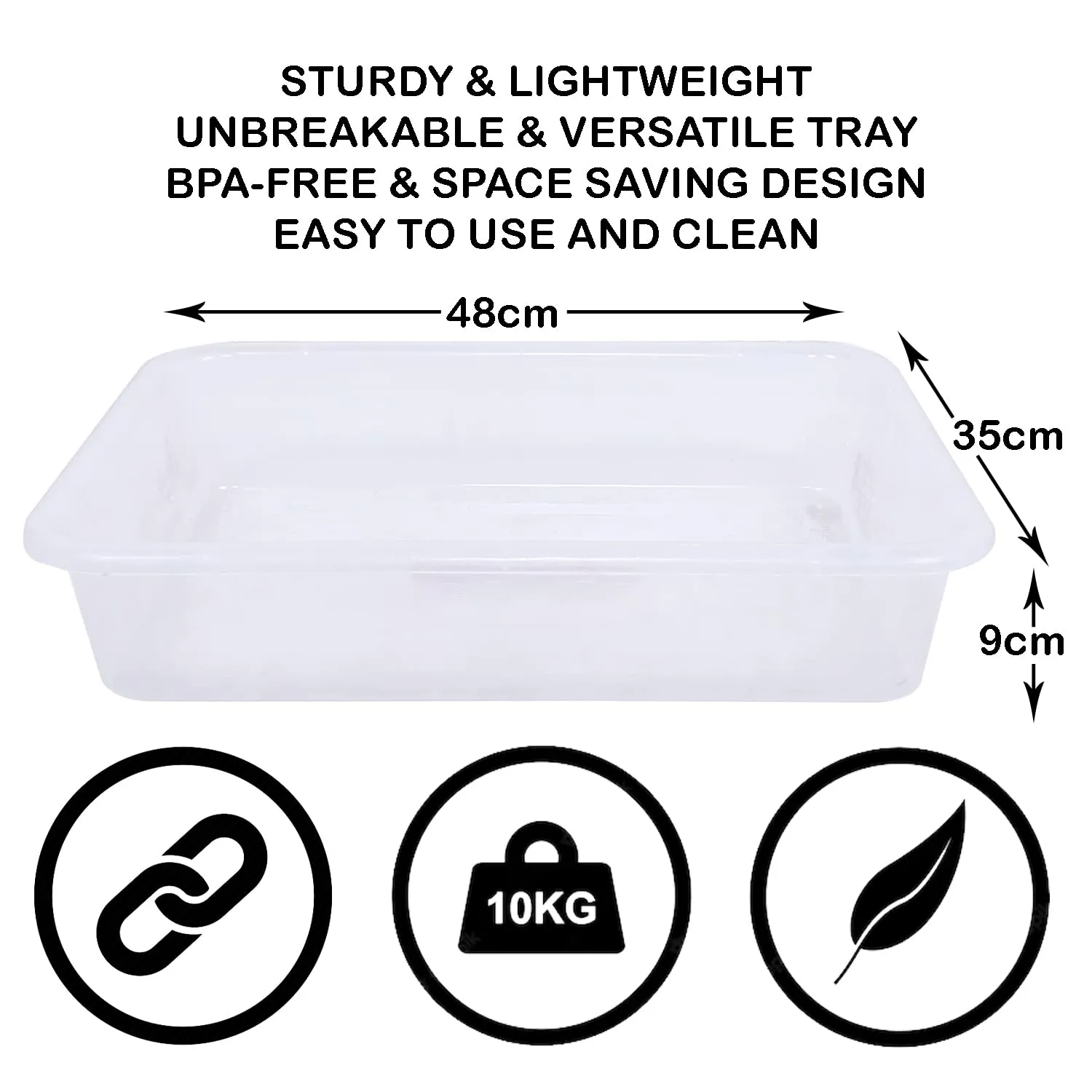 Kuber Industries Storage Tray|Versatile Plastic Storage Organizer|Rectangular Tray for Kitchen Storage|Storage Tray for office|Exel Tray 555 (Transparent)