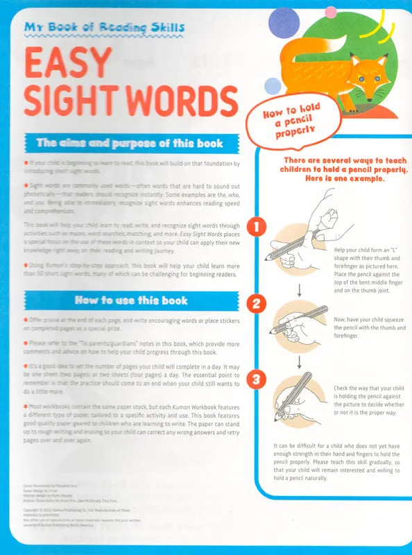 Kumon My Book of Reading Skills: Easy Sight Words