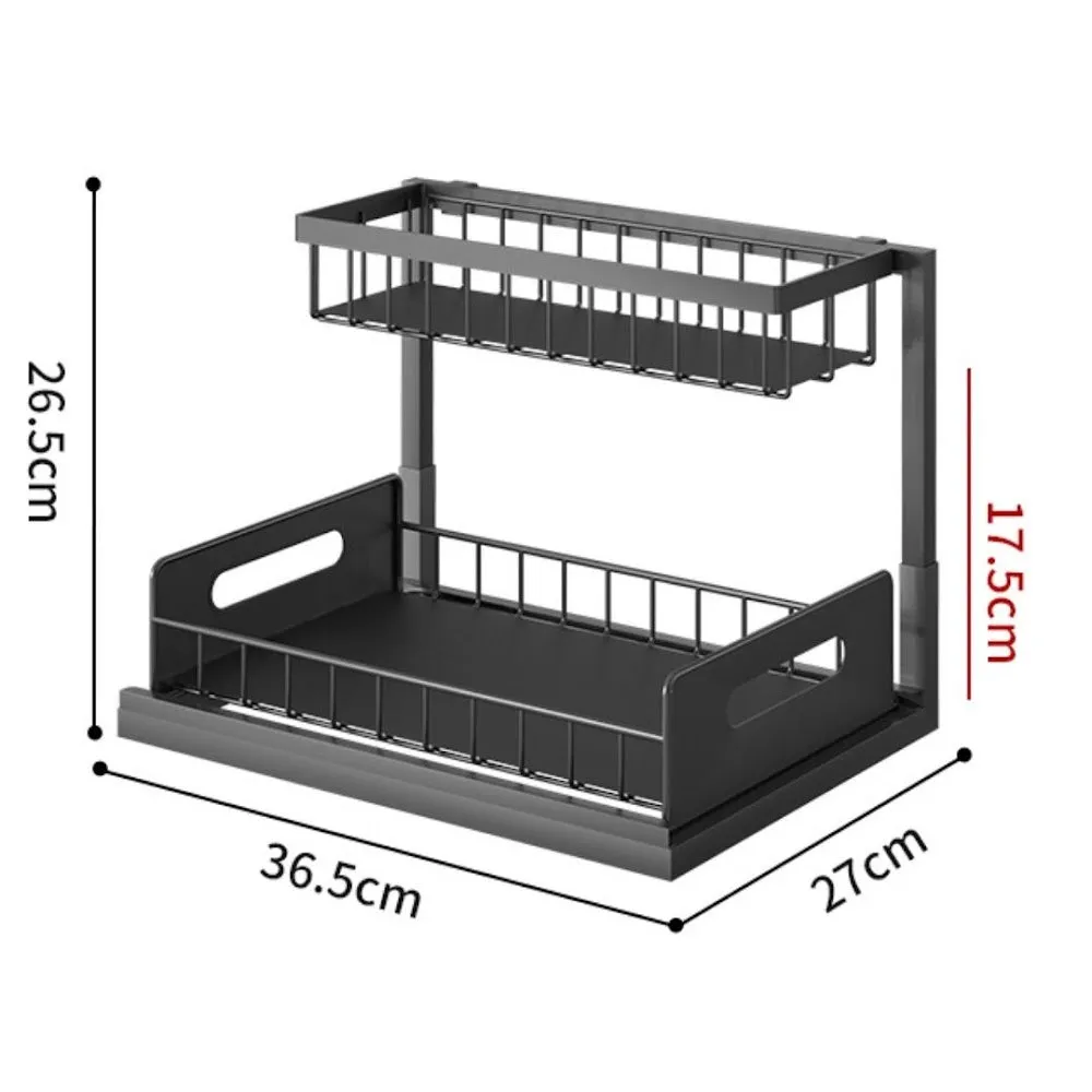 L design sliding under sink rack