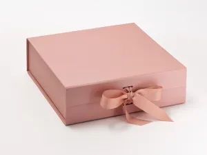 Large Pearlescent Rose Gold Luxury Gift box with magnetic closure, and choice of ribbon (Pack of 12)