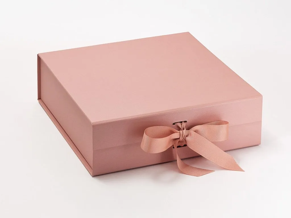 Large Pearlescent Rose Gold Luxury Gift box with magnetic closure, and choice of ribbon (Pack of 12)