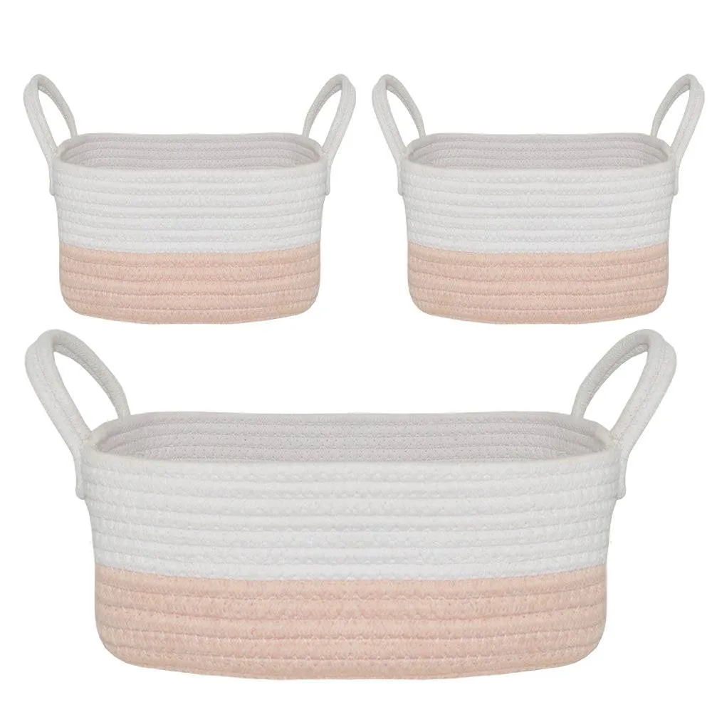 Living Textiles | 3pc Storage Set - Blush/white