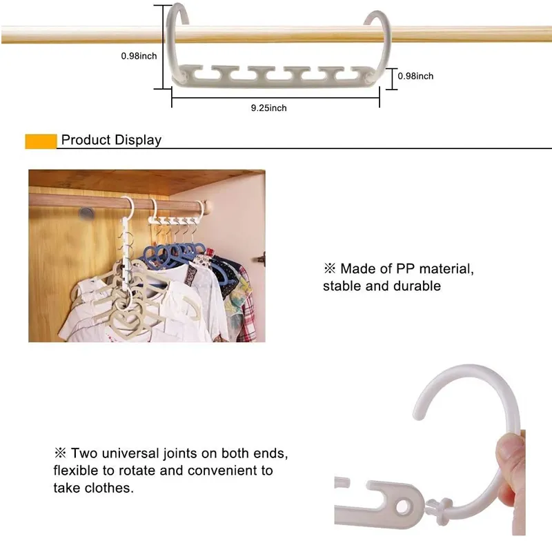 Multifunctional Space Saver 8-Pack Clothes Hangers