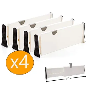 MulYeeh 2/4 PCS Expandable Drawer Dividers, Adjustable Dresser Drawer Divider, Separators Organize Silverware and Utensils, Wardrobe Storage Organization