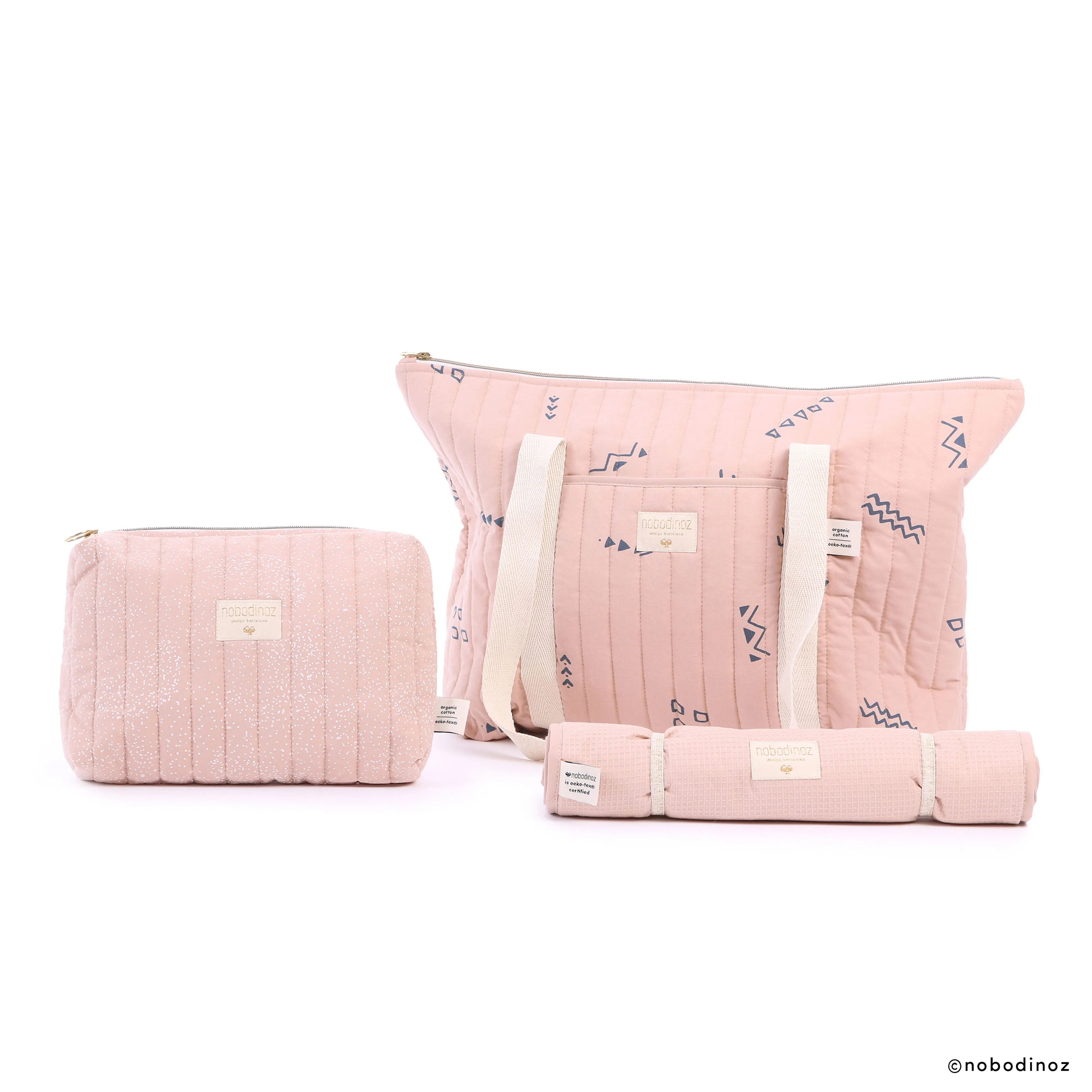 nobodinoz Paris Maternity Bag Blue Secrets/Misty Pink