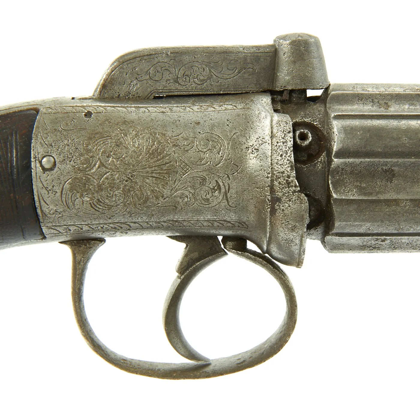 Original 19th Century British Pepperbox Double-Action Percussion Revolver circa 1840